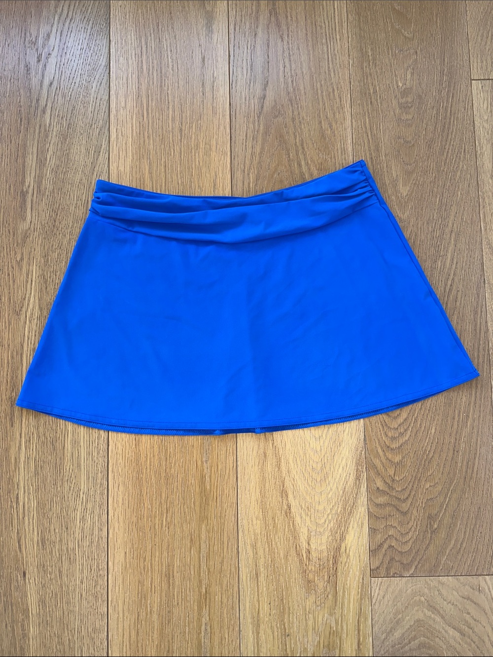 Karla Colletto Blue Swim Skirt with Ruched Waistband